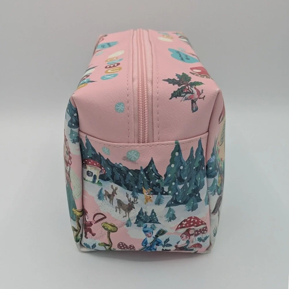 Nathalie Lete Joyeux Noel Travel Wash Bag Pink Toiletry Case OS Whimsical Gnome
